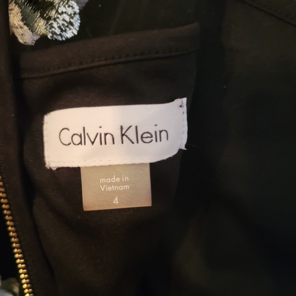 Calvin Klein Embroidered Black Floral Dress Size 4 - Picture 9 of 10